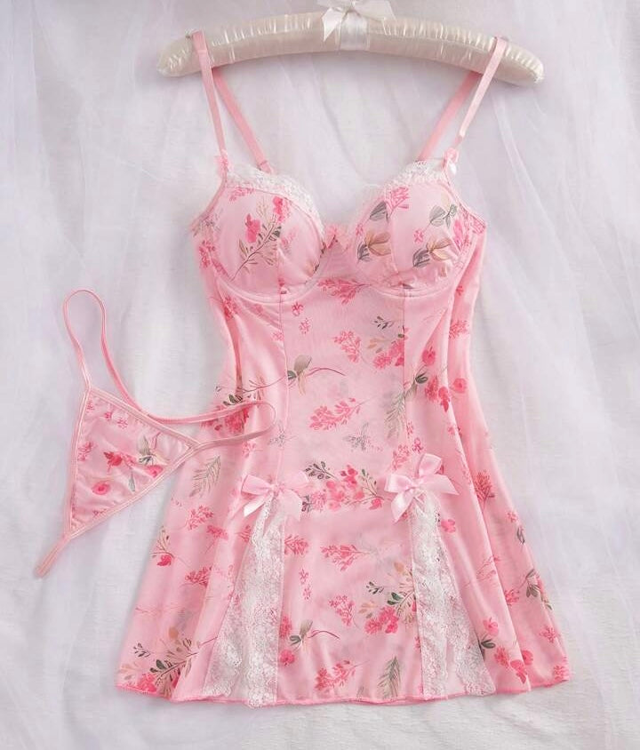Baby Doll Rosa Pastel con Encaje