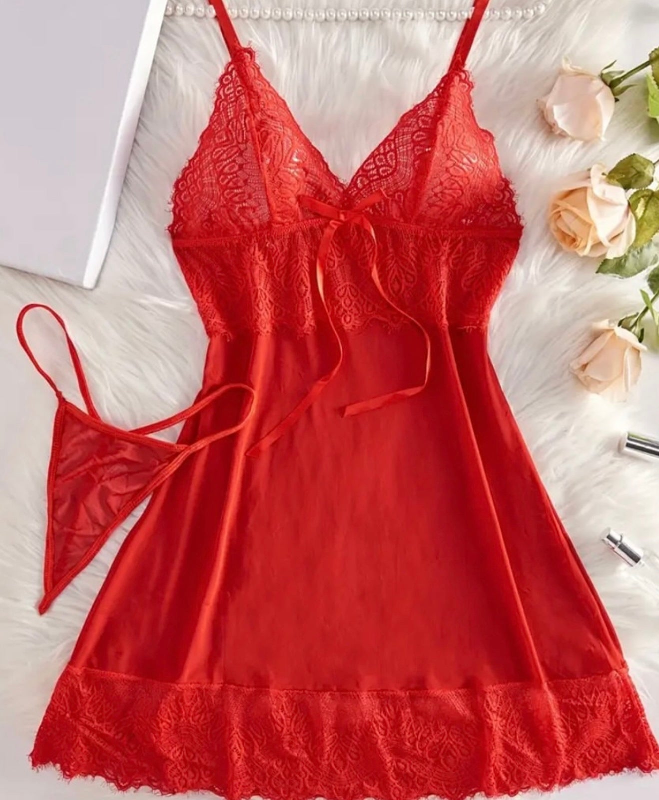 Baby Doll Rojo con Encaje